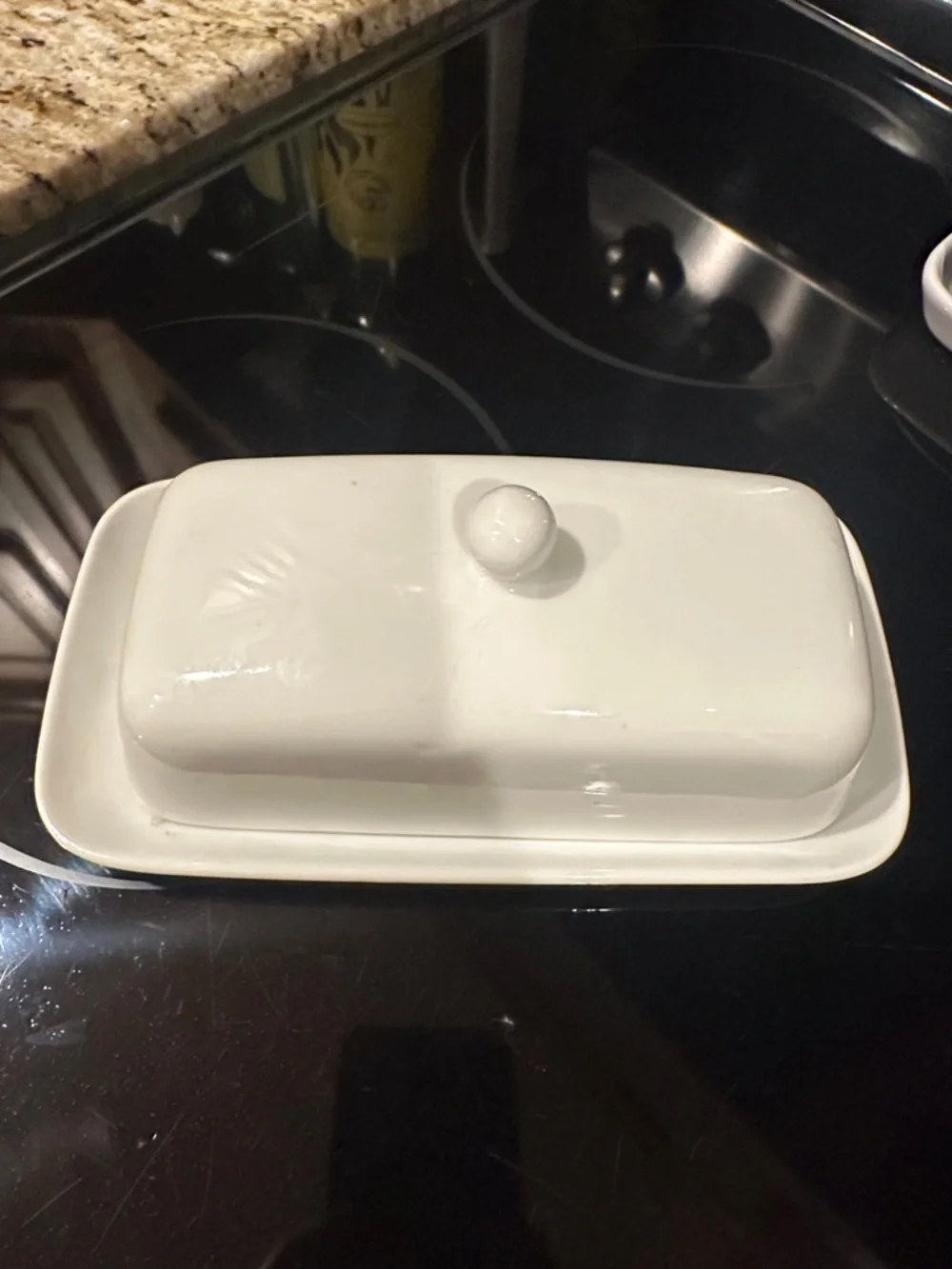 White Ceramic Butter Dish with Lid